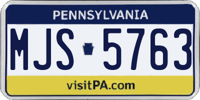 PA license plate MJS5763