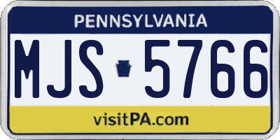 PA license plate MJS5766