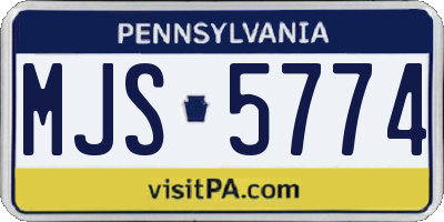 PA license plate MJS5774