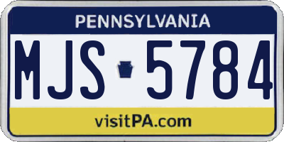 PA license plate MJS5784