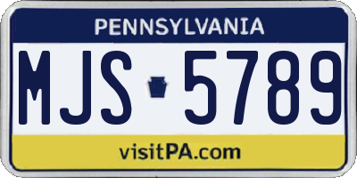 PA license plate MJS5789
