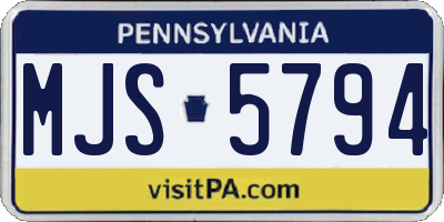 PA license plate MJS5794