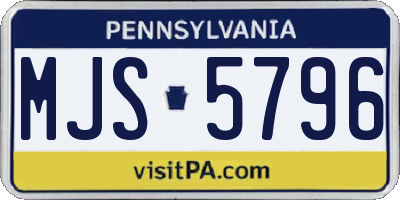 PA license plate MJS5796