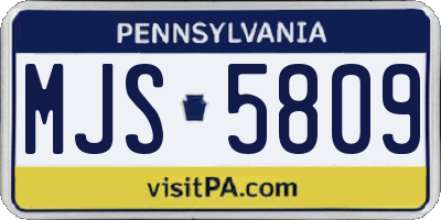 PA license plate MJS5809