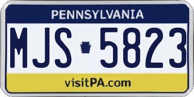 PA license plate MJS5823