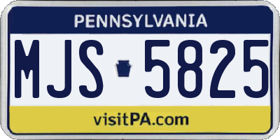 PA license plate MJS5825