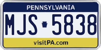 PA license plate MJS5838