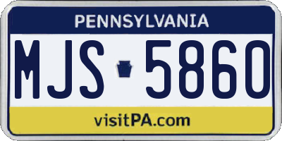 PA license plate MJS5860