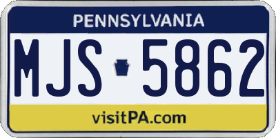 PA license plate MJS5862