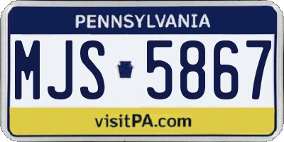 PA license plate MJS5867