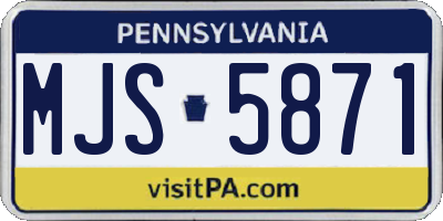 PA license plate MJS5871