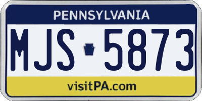 PA license plate MJS5873