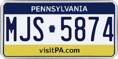 PA license plate MJS5874