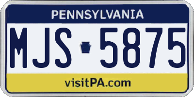 PA license plate MJS5875