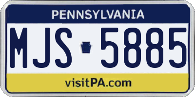 PA license plate MJS5885