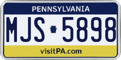 PA license plate MJS5898