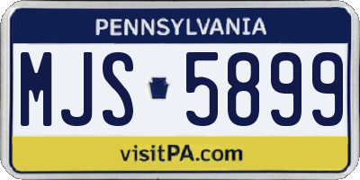 PA license plate MJS5899