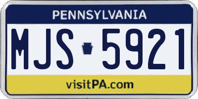 PA license plate MJS5921