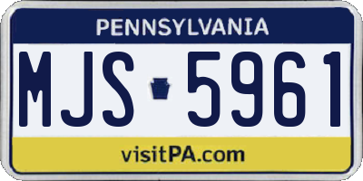 PA license plate MJS5961