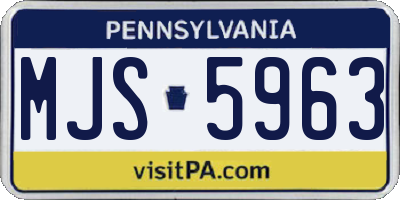 PA license plate MJS5963