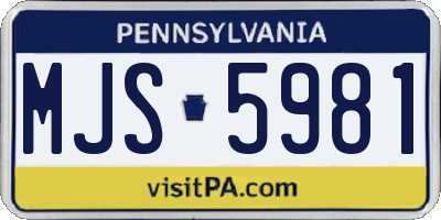 PA license plate MJS5981