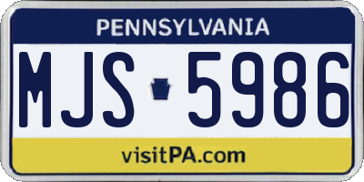 PA license plate MJS5986