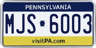 PA license plate MJS6003