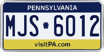 PA license plate MJS6012