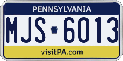 PA license plate MJS6013