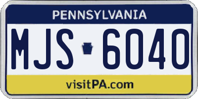 PA license plate MJS6040