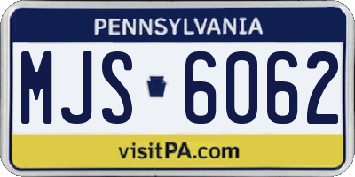 PA license plate MJS6062