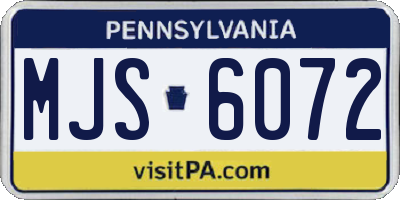 PA license plate MJS6072