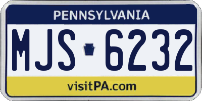 PA license plate MJS6232