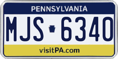 PA license plate MJS6340