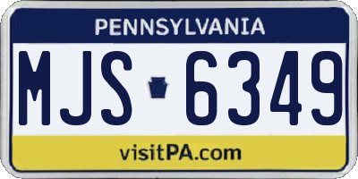 PA license plate MJS6349