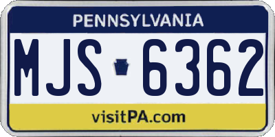 PA license plate MJS6362
