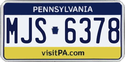 PA license plate MJS6378