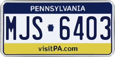 PA license plate MJS6403
