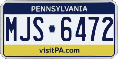 PA license plate MJS6472