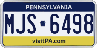 PA license plate MJS6498