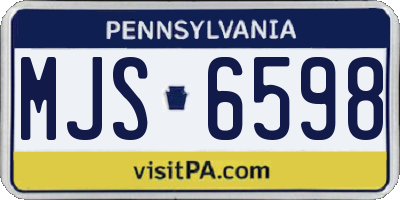 PA license plate MJS6598
