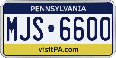 PA license plate MJS6600