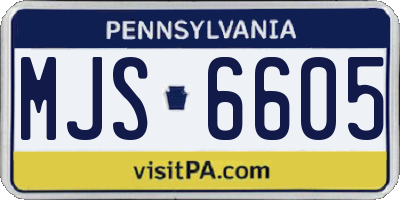 PA license plate MJS6605