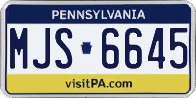 PA license plate MJS6645
