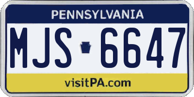 PA license plate MJS6647