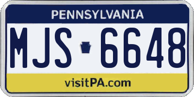 PA license plate MJS6648
