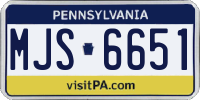 PA license plate MJS6651