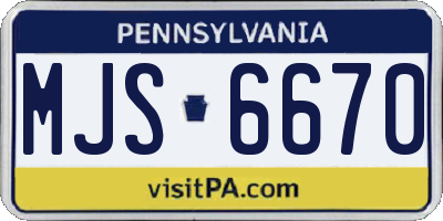 PA license plate MJS6670