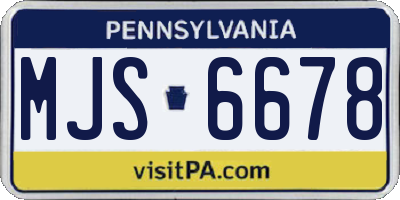 PA license plate MJS6678