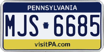 PA license plate MJS6685
